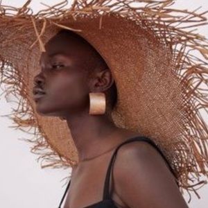 Zara tan frayed wide sun hat